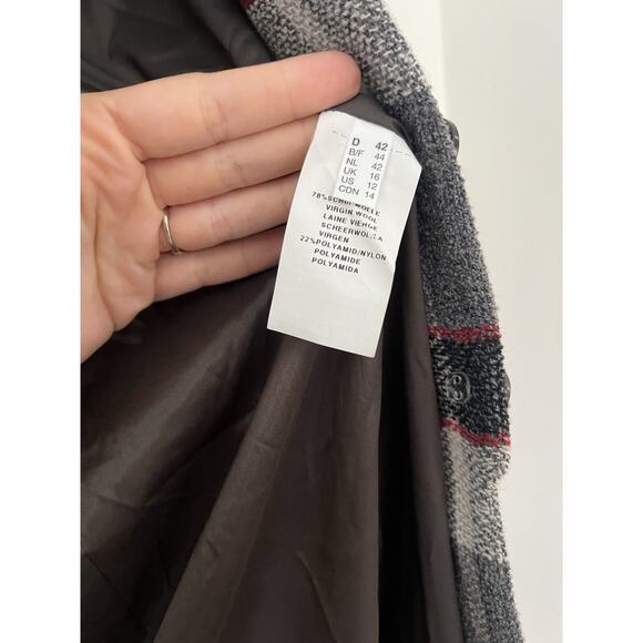 Louis Feraud Wool Blend Tartan Plaid Blazer Coat Jacket Size 12 Vintage Toggle - Picture 4 of 9